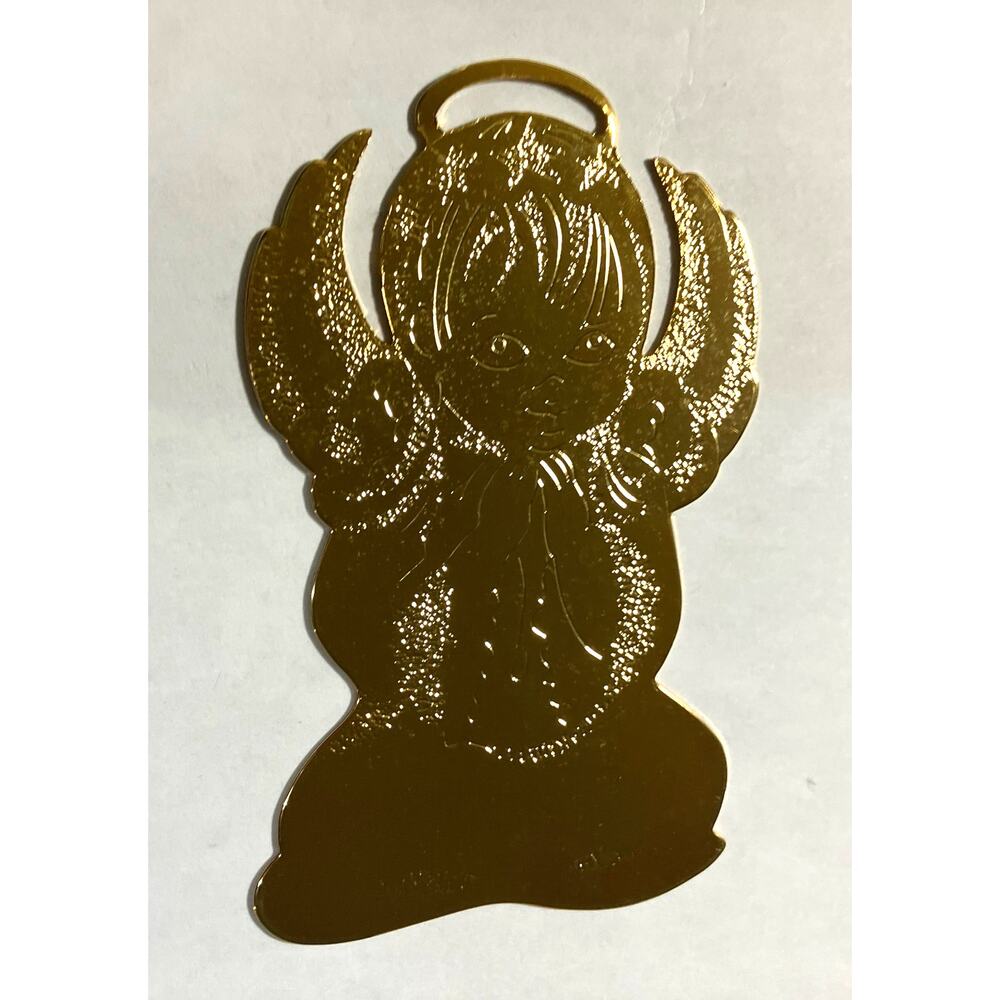 Vintage 1984 Christmas Halo Angel Ornament Gloria Duchin Brass Die Cut